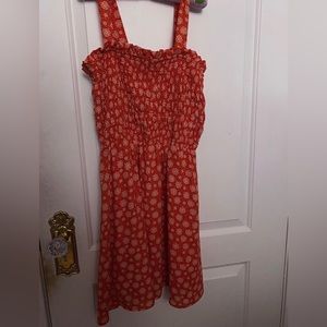 sienna sky red floral mini square neck casual dress
